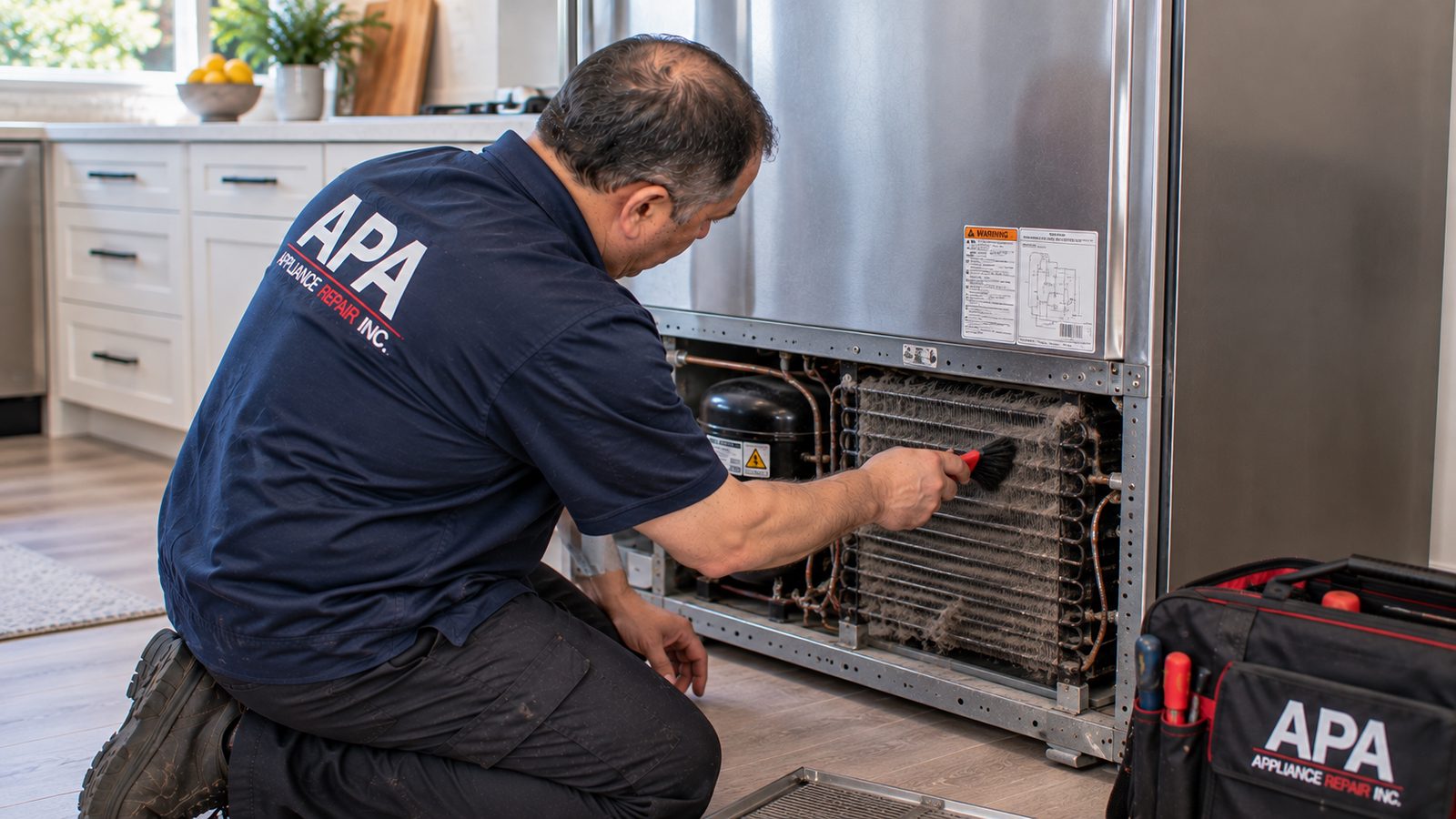 Dust buildup around refrigerator condenser coils