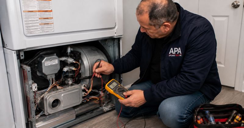 Professional inspection of a gas dryer ignition system